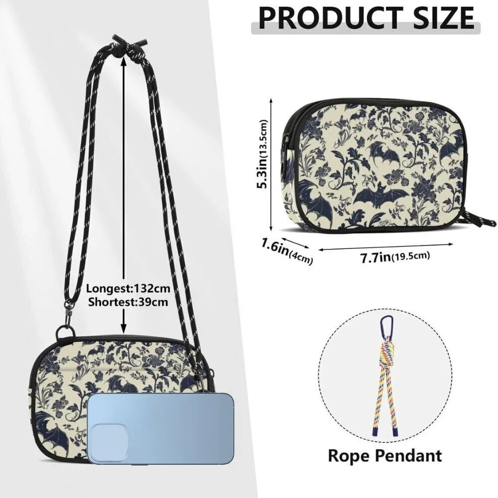 Goth Bat Women's Crossbody Phone Purse Wallet Bags Unisex 7.7x5.3x1.6in